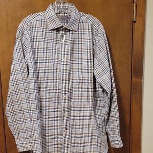 Eddie Bauer Non-iron Plaid Cotton Long Sleeve Button Shirt M